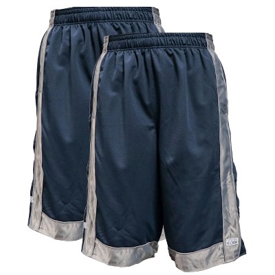 2 Pack Pro Club Men's Heavyweight Mesh Basketball Shorts - Navy/Gray - Large