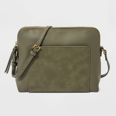 Come Pick Me Up Faux Leather Crossbody In Olive