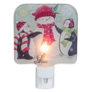 Northlight 4" Snowman and Penguins Glass Christmas Night Light - 1 of 4
