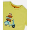 Deux par Deux Boy Organic Cotton Tee Lime Green and Blue Vespa - 4 of 4