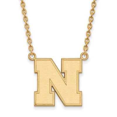 Black Bow Jewelry 14k Yellow Gold Nebraska Cornhuskers NCAA Necklace 18 Inch