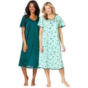 Only Necessities Plus Size 2-Pack Short Silky Gown - 1 of 4