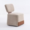 Modern Linen Upholstered Dining Chair with Casters, Stylish Armless Side Chair for Kitchen, Dining Room, or Living Areas-Panipeachy - 4 of 4
