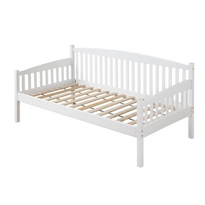 Twin DayBed Caryn Bed White Finish - Acme Furniture: Faux Leather Upholstery, Wood Frame, No Tools Assembly