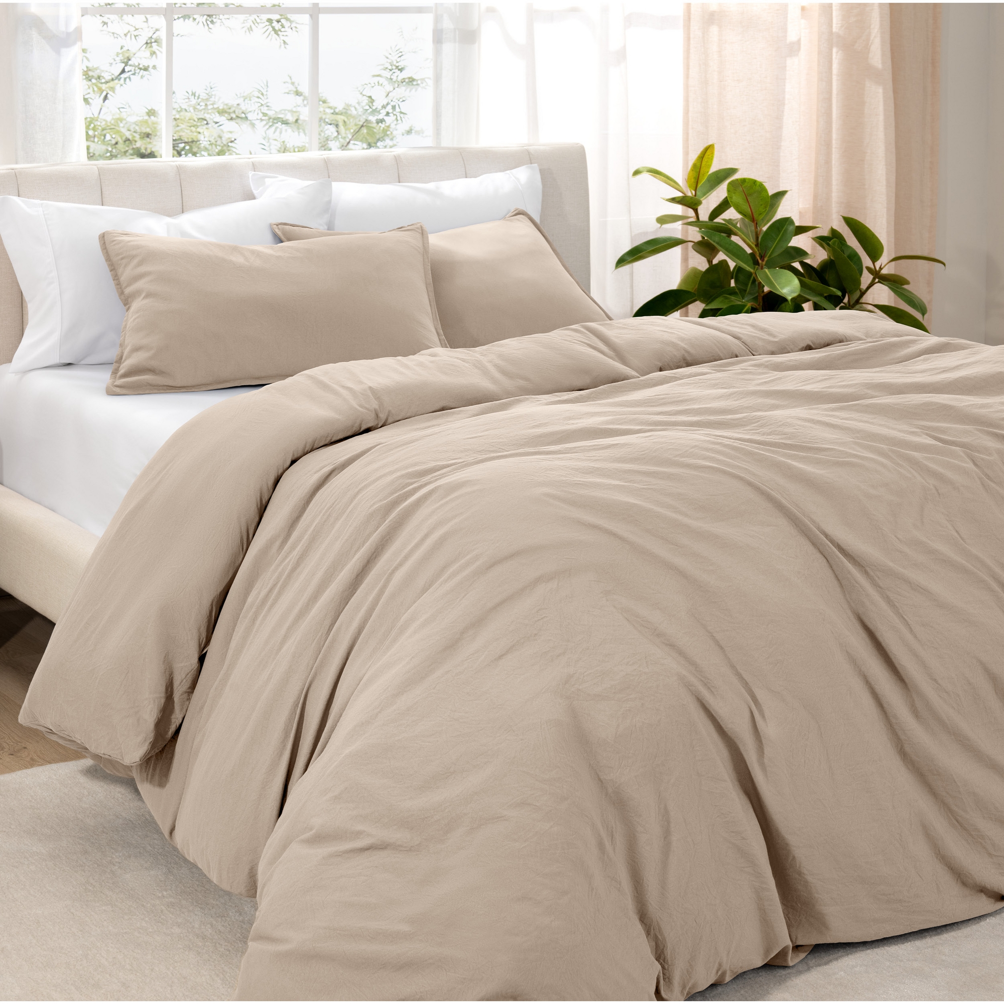 Ultra-Soft Easy Care Washed Duvet Cover & Sham Set by Bare Home - Queen, Pebble Beach