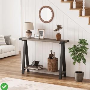 2-Tier Sofa Table Farmhouse Console Table with Storage Narrow Entry Table with Metal Frame - 1 of 4