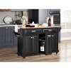 Gulches Modern Kitchen Island Cart with Rubber Wood Countertop, Black - 4 of 4