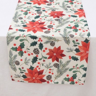 Unique Bargains Table Runner Rectangular Winter Christmas Pattern 22 Linen Colorful 1 Pc