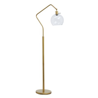 Marilee Antique Brass Metal Floor Lamp with Glass Shade