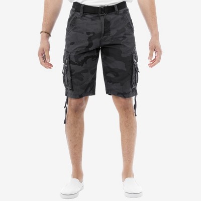 X RAY Men's Belted 12.5" Inseam Cargo Shorts,Camo Shorts