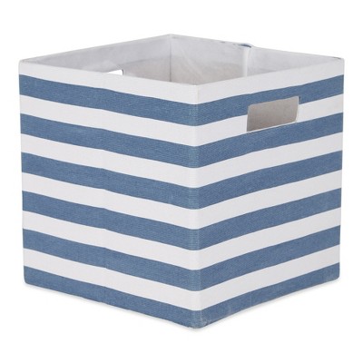 Design Imports Polyester Cube Stripe French Blue Square 13X13X13