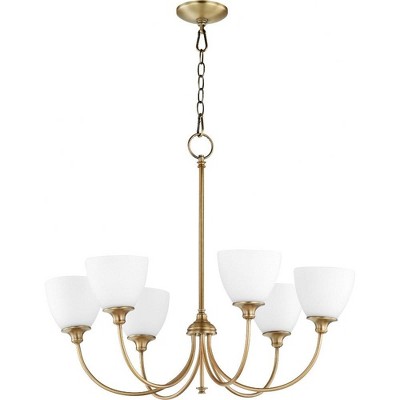 Quorum Lighting Celeste 6-Light Chandelier, Aged Brass, Glass, 28W, 24.5H
