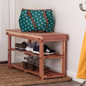 Household Essentials Cedar Fresh 2 Tier Shoe Rack and Seat Bench Brown - 1 of 3