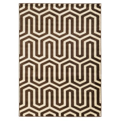 5'x7'6" Roma ZigZag Area Rug Ivory/Chocolate - Linon