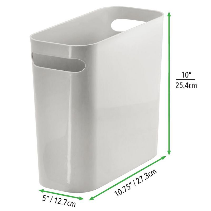 mDesign Plastic Small 1.5 Gal./5.7 Liter Trash Can with Built-In Handles, 5 of 7