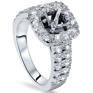 Pompeii3 1ct Cushion Halo Engagement Ring Setting 14K White Gold - 1 of 4