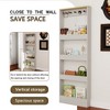 ORRD 69" Tall Behind-the-Door Bookcase with 4 Shelves & 5 Hooks, Narrow Storage Cabinet, Antique White - 2 of 4