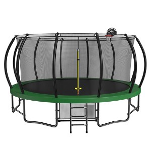 15ft Trampoline With Basketball Hoop & Ladder Light, ASTM Approval, Recreational Tranpoline Outdoor Metal Large Trampoline, Recreational Trampolines - 1 of 4