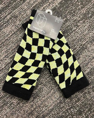 Men's Distorted Check Crew Socks - Original Use™ Lime Green/black