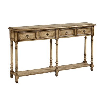 2 Drawer Hall Console Table Weathered Brown - HomeFare