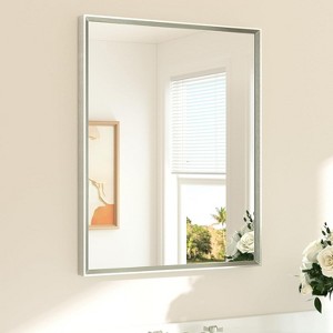 24x30 Inch Brushed Nickel Bathroom Mirror, Beveled Frame with Tempered Glass for Over Sink - 1 of 4