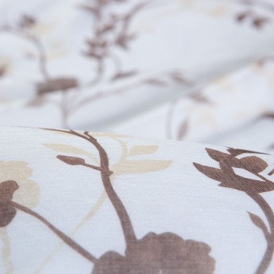 Brown Floral Sheer Polyester Window Curtain Panels, 52 x 108 Inches