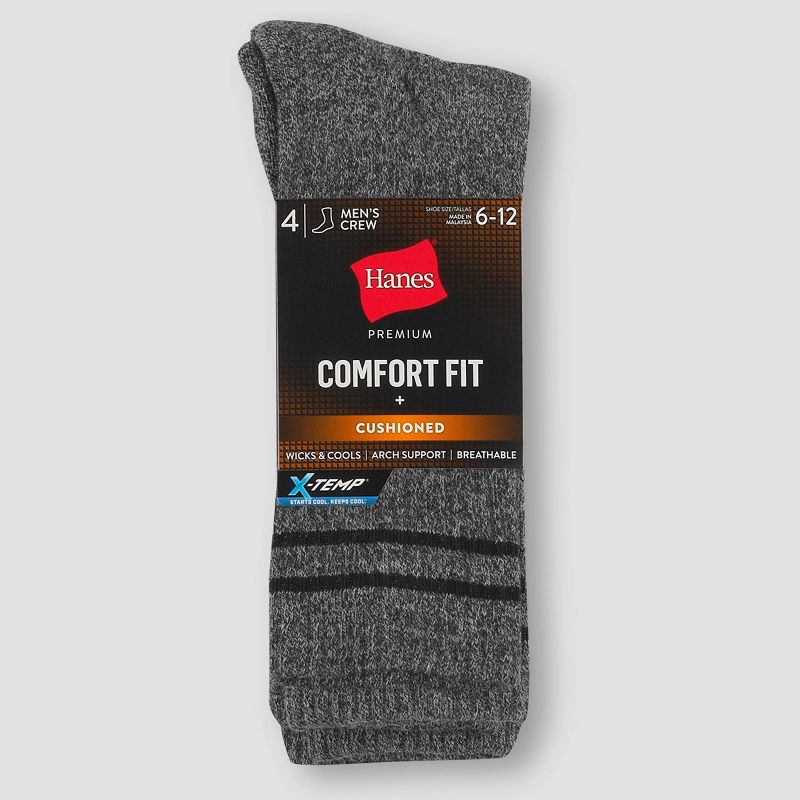 Hanes Premium Men&#39;s X-Temp Athletic Socks 4pk -Charcoal Gray 6-12, 3 of 4