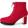 BLISSFUL STEP Women's Round Toe Lace Up Chunky Heel Combat Boots - 3 of 4