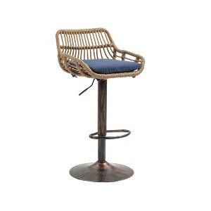 Dexmalle Set of 2 Modern Swivel Bar Stools with Footrest - 1 of 4