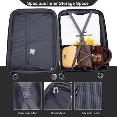 Vynxaria 3-Piece Expandable Hardshell Luggage Set (20/24/28) Double Spinner Wheels TSA Lock Black