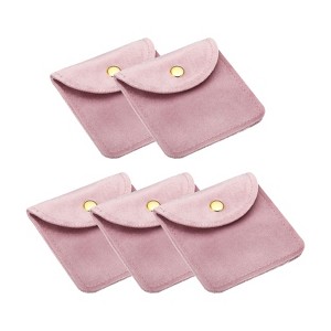Unique Bargains Jewelry Pouches with Snap Button, Velvet Jewelry Pouches Portable Soft Storage - 1 of 4