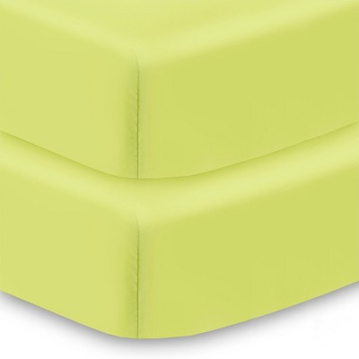 BreathableBaby All-in-One Fitted Sheet & Waterproof Cover, For 52" x 28" Crib Mattress (2-Pack), Lime