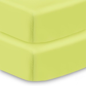 BreathableBaby All-in-One Fitted Sheet & Waterproof Cover, For 52" x 28" Crib Mattress (2-Pack), Lime - 1 of 4