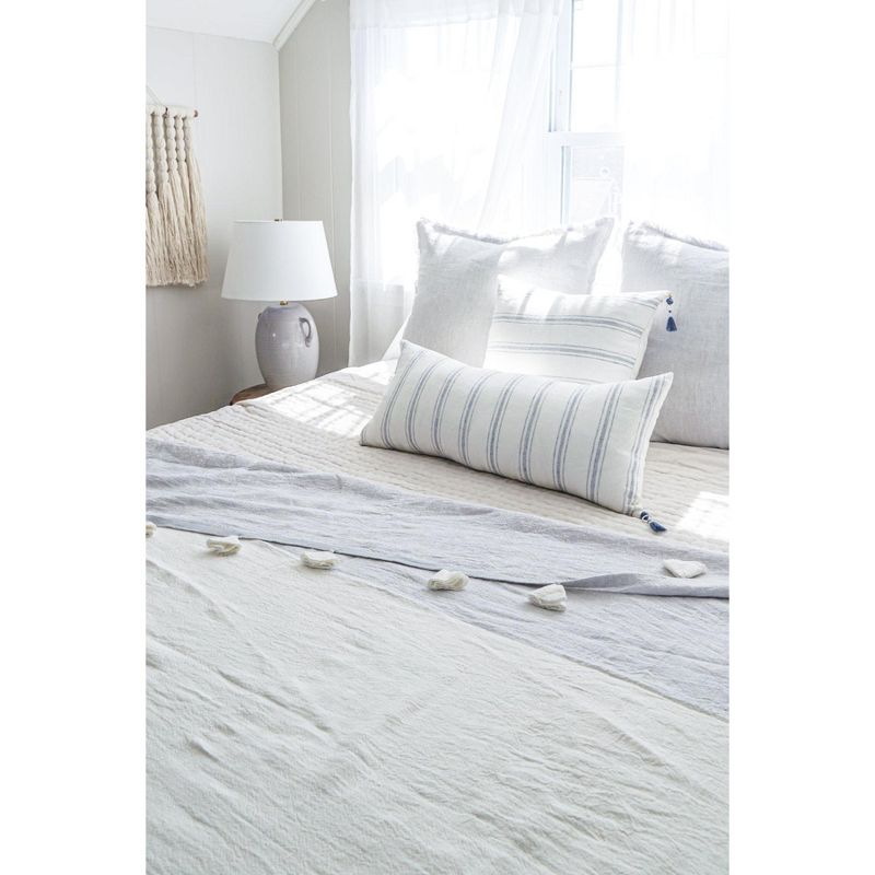 White with Blue Stripes Down Alternative So Soft Linen Pillow - Anaya, 3 of 6