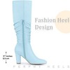 BLISSFUL STEP Wrinkled Pointed Toe Chunky Heel Knee High Boots for Women - 2 of 4