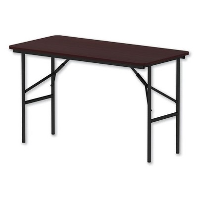 Mahogany Elegance 48" Portable Folding Table with Vinyl Edging