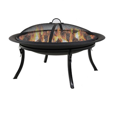 Triangular Torched Wood & Black Metal Stand, 36-Inch