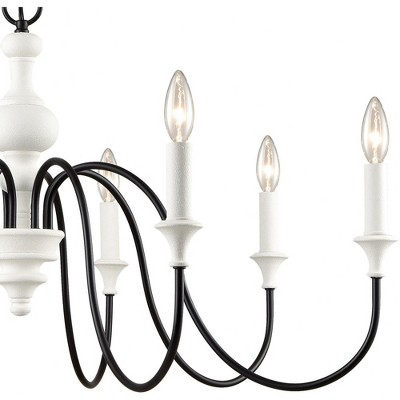 White and Black 8-Light French Country Chandelier
