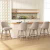 Bekrvio 26" Counter Height Swivel Bar Stools Set of 1/2/3/4–Mid-Century Barstools with Backs, Linen Upholstered & Wood Legs, for Kitchen Island - 3 of 4
