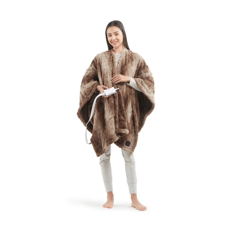 50"x64" Marselle Faux Fur Electric Heated Wrap with Built In Controller, 5 of 13
