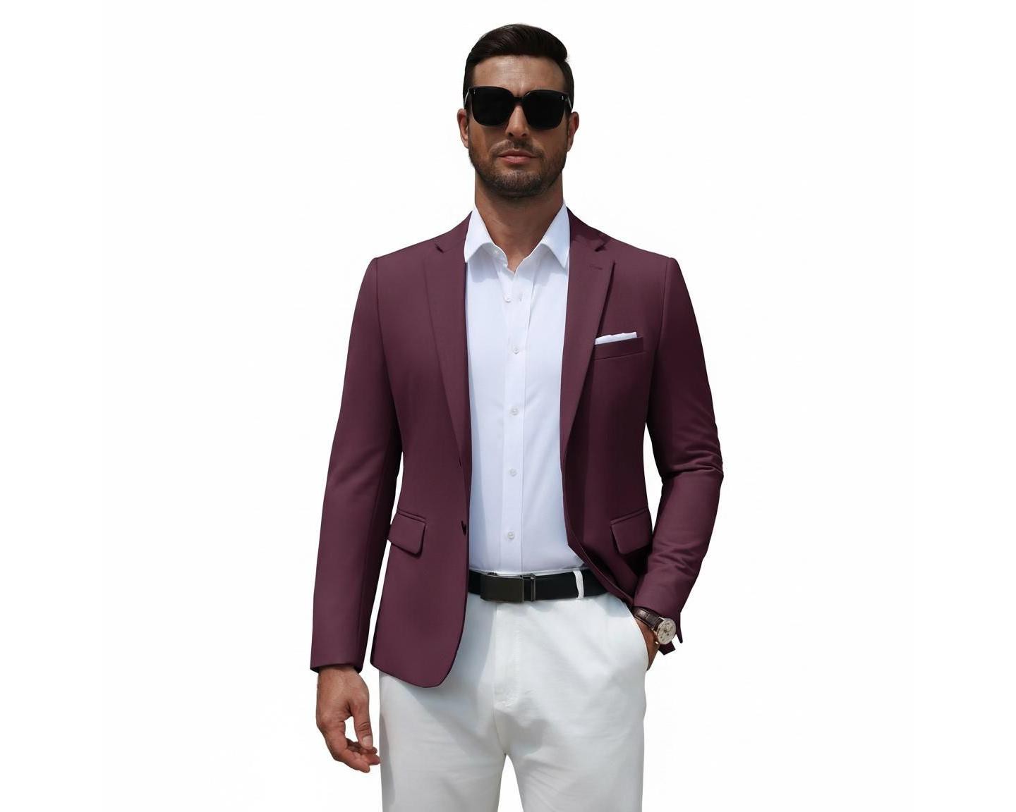 Мужская куртка COOFANDY Slim Fit Sport Blazer Jacket Dark Red, цвет: Тёмный красный — фото 1