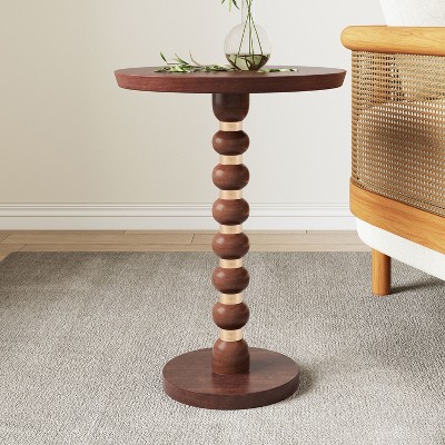 NicBex Modern Solid Wood Round End Table with Unique Base,Natural Side Table,Coffee Table for Bedroom,Living Room