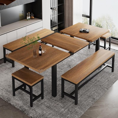 SweDrea Walnut 5-Piece Dining Table Set for 4-8 People