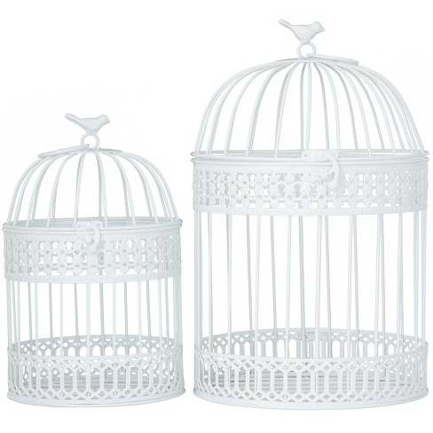 Set of 2 Metal 15.6 Country Cottage Birdcage White - Olivia & May