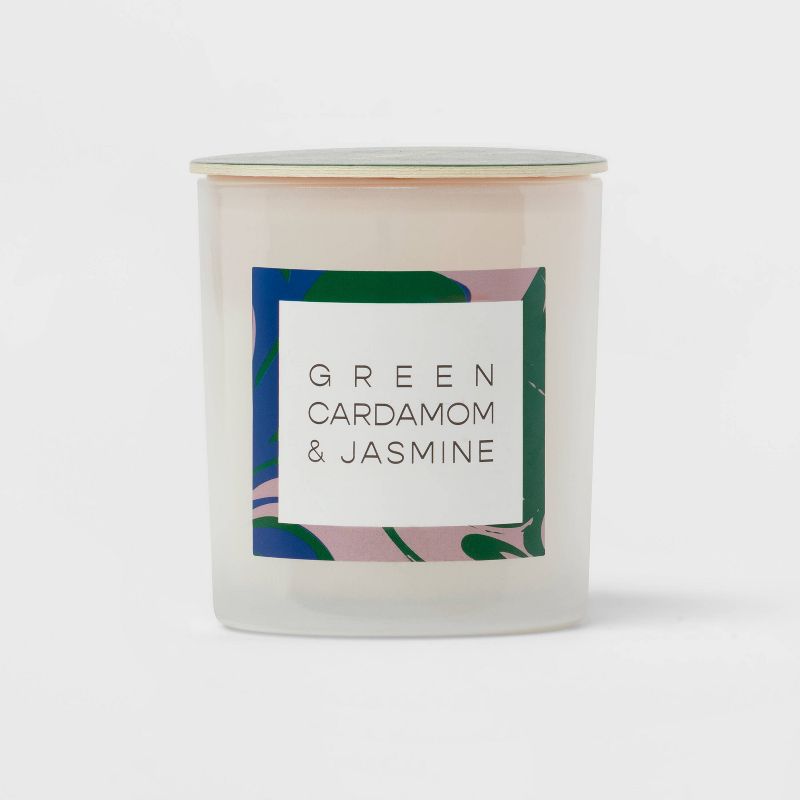 Milky Glass Jar Candle Green Cardamom &#38; Jasmine - Opalhouse&#8482;, 1 of 5
