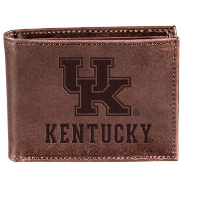 Evergreen NCAA Kentucky Wildcats Brown Leather Bifold Wallet Officially Licensed with Gift Box