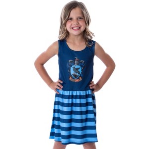 Harry Potter Girls All Houses Crest Logo Tank Stripe Accent Pajama Nightgown - 1 of 4