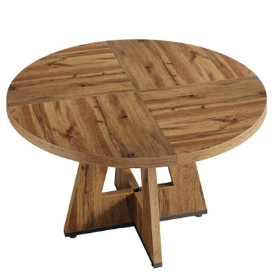 Maliang 47" Round Farmhouse Dining Table for 4 People