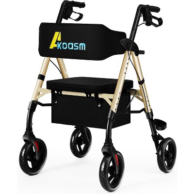 Lycvki Lightweight Foldable Rollator Walkers with Adjustable Handles and Seat Height for Seniors All-Terrain 8" Big Roller Wheels