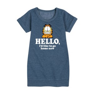 Girls' - Garfield - Hello Go Home Now Graphic Short Sleeve Fleece Dress - 1 of 4